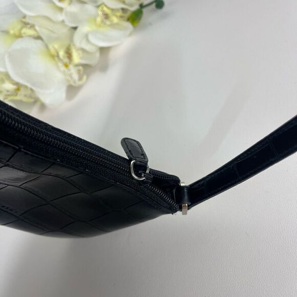 Amanda Smith Shoulder bag Faux Croc embossed Black Small Y2K - Picture 13 of 15